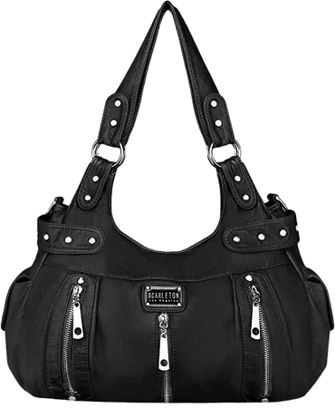 Amazon.com: SCARLETON Purses for Women Large Hobo Bags Washed Vegan Leather Shoulder Bag Satchel Tote Top Handle Handbags, H129201, Black : Clothing, Shoes & Jewelry