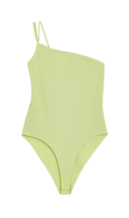 Lime one shoulder bodysuit | River Island