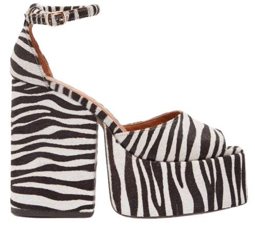Gesa Zebra Print Calf Hair Platform Sandals - Womens - Black White