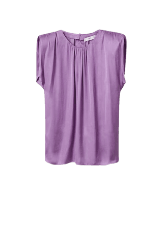 Satin-finish blouse with shoulder pads - Women | Mango USA