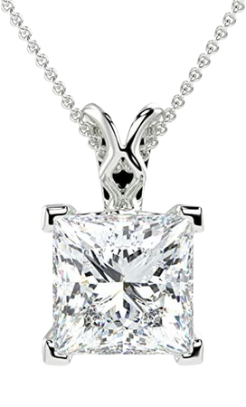 Amazon.com: IGI Certified 1/2 Carat Princess Cut Lab Grown Diamond Square Solitaire Pendant Necklace for Women in 14k White Gold (G-H, VS1-VS2, cttw) on 18 Inch Long Chain with Lobster Claw by Carbon Atelier : Clothing, Shoes & Jewelry