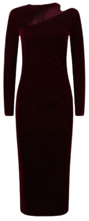 Reiss Macey Velvet Cut-Out Midi Dress | REISS USA