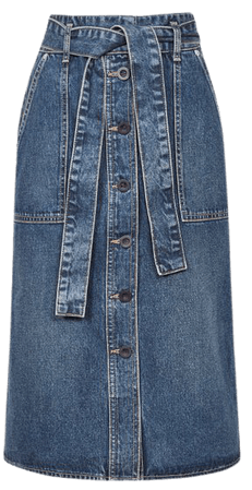 Juno Blue Belted Denim Midi Skirt – REISS