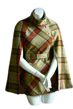60s caped tartan mini dress
