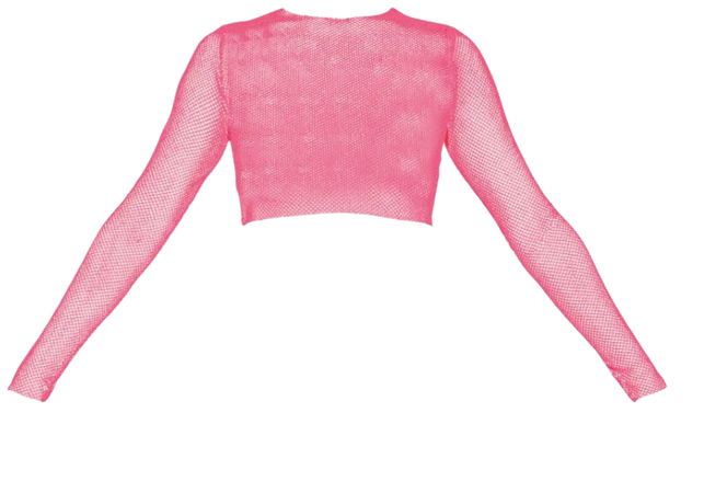 NEON PINK FISHNET LONG SLEEVE CROP TOP | Pretty Little Thing | $14.00