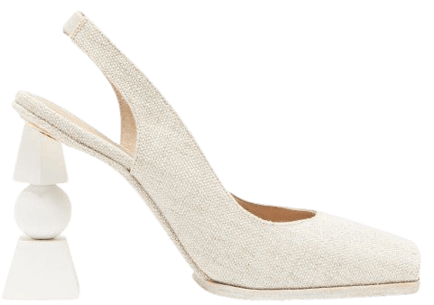 Valerie Slingback Linen Sandals - Cream