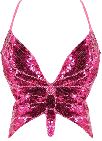 pink sequin butterfly top