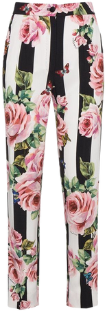 Dolce & Gabbana striped rose print trousers