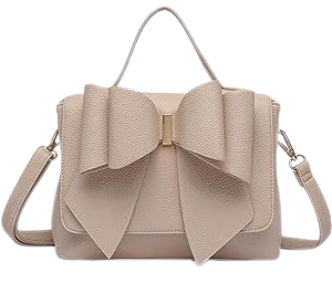 Like Dreams Women's Eva Elegant Pebble Vegan Leather Bowtie Top Handle Fashion Satchel Handbag (Beige): Handbags: Amazon.com