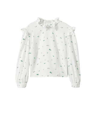 Printed puff sleeve blouse - Women | Mango USA