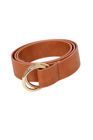 Tan and Gold Belt - Double Buckle Belt - Faux Leather Belt - Lulus