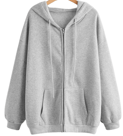 Gray Oversized Zip-Up Hoodie Sweater