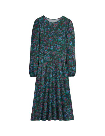 Camille Jersey Midi Dress - Chatsworth Green, Azalea Bloom | Boden US