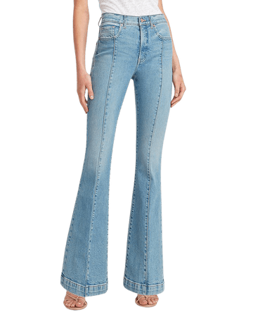 High Waisted Seamed Slim Flare Jeans