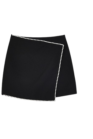 Black pearl trim wrap mini skirt | River Island