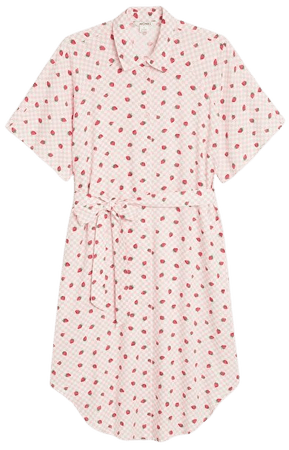 Strawberry checkered midi shirt dress - Strawberry and pink checks - Monki WW