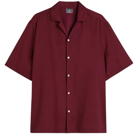 Regular Fit Short-sleeved Lyocell Resort Shirt - Dark red - Men | H&M US