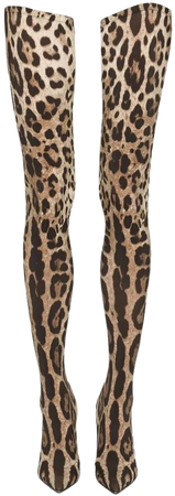Dolce & Gabbana leopard-print thigh-high boots