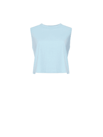 Organic Peached Cotton Sleeveless Tee Forget Me Not– French Connection US
