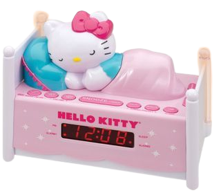 Hello Kitty Sleeping Kitty Dual Alarm Clock Radio With Night Light - Pink (kt2052p) : Target