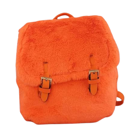orange fuzzy backpack