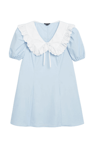 Statement collar dress - Light blue - Mini dresses - Monki WW