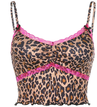Leopard Print y2k Summer Crop Tops for Women Backless Skinny Aesthetic Tops Tee Pink Lace Patchwork Sexy Camisole Cuteandpsycho|Camis| - AliExpress