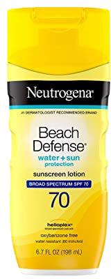 Amazon.com: Neutrogena Beach Defense Water Resistant Sunscreen Lotion with Broad Spectrum SPF 70, Oil-Free and PABA-Free Fast-Absorbing Sunscreen Lotion, UVA/UVB Sun Protection, SPF 70, 6.7 oz : Beauty & Personal Care
