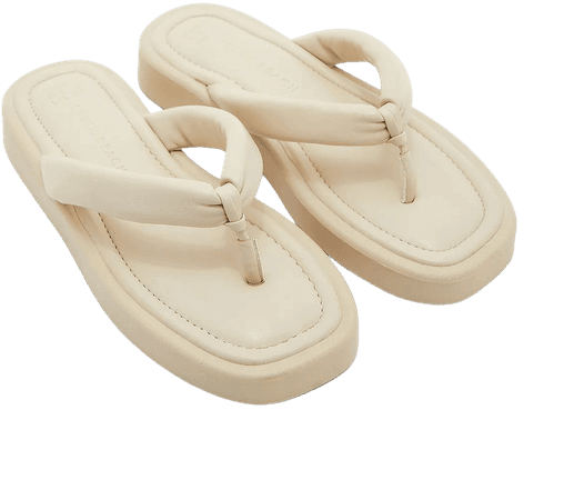 White Chunky Flat Sandals