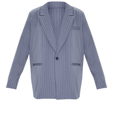 Charcoal Grey Pinstripe Oversized Dad Blazer | PrettyLittleThing USA