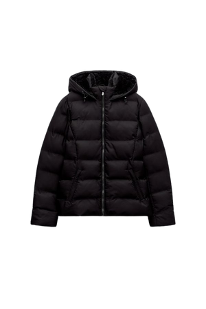 WATER AND WIND PROTECTION SHORT QUILTED ANORAK - Black | ZARA United States