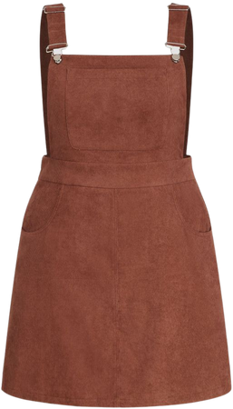 Corduroy Square Neck Solid Pocket Mini Dress Curve & Plus - Cider