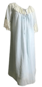 Powder Blue Nylon Nightgown and Robe with Lace and Chiffon circa 1960s – Dorothea's Closet Vintage
