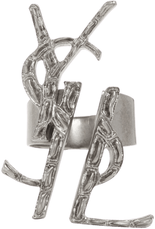 Saint Laurent: Silver Deconstructed Monogram Opyum Ring | SSENSE