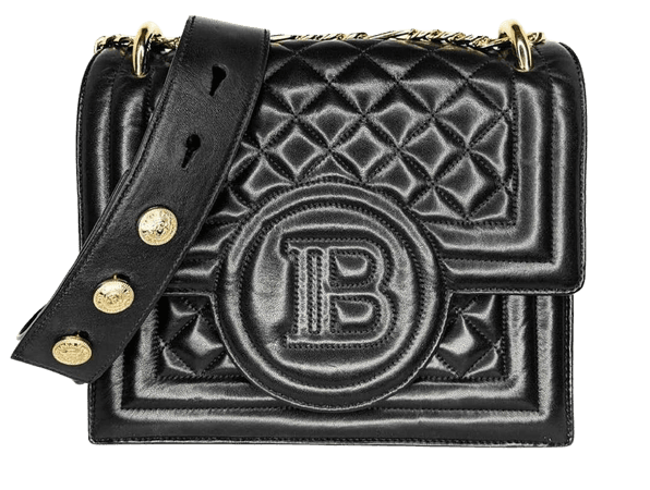 Balmain Quilted Lambskin Leather B-Bag 21 Crossbody For Sale at 1stDibs