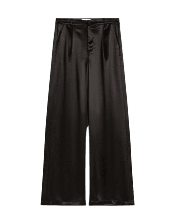 Wide-leg satin pants - Pants - Woman | Bershka