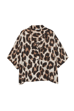 Resort Shirt brown animal print offwhite - Ladies | H&M US