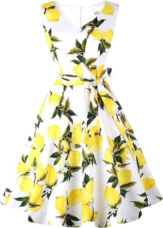 Amazon.com: Dressever Women's 50s 60s Vintage Sleeveless Cocktail Party Dress with Pockets White Lemon 3X : Clothing, Shoes & Jewelry