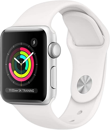 Amazon.com: Apple Watch Series 3 (GPS, 38MM) - Silver Aluminum Case with White Sport Band - (Renewed) : Electronics