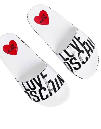 Love Moschino logo sliders in white | ASOS