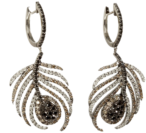 Black Rhodium/Diamond Paradise Peacock Earrings Gr. One Size