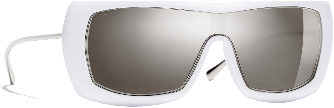 Chanel sunglasses white mirror shield