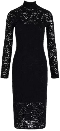 Lace Mock Neck Long Sleeve Midi Sheath Dress | Express