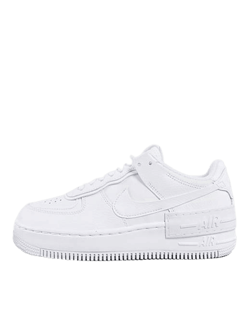 Nike Air Force 1 Shadow trainers in triple white | ASOS