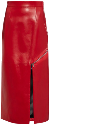 Asymmetric Leather Midi Skirt in Red - Alexander Mc Queen | Mytheresa