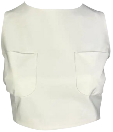S/S 1996 Gucci by Tom Ford White Silk Crop Top Two Front Pockets For Sale at 1stDibs