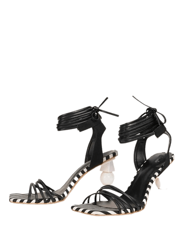 Sculptural Heeled Tie Leg Sandals | SHEIN USA