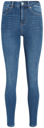 High Waisted Flexx Medium Wash Skinny Jeans | Express