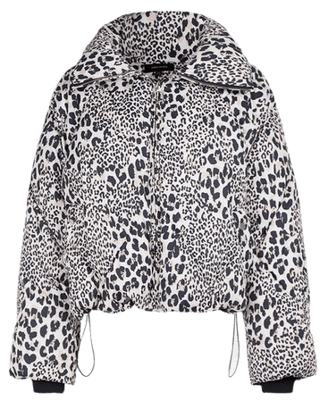 Leopard Printed Diamond Quilt Puffer Jacket | Karen Millen