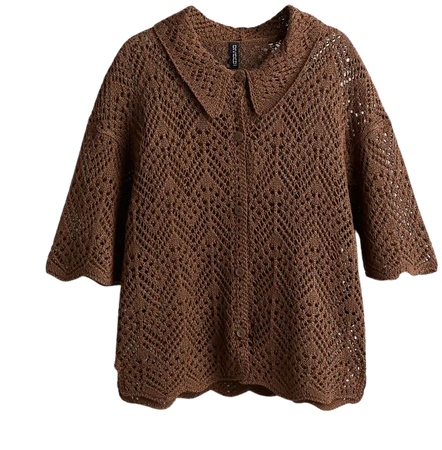 Pointelle-knit Cardigan - Brown - Ladies | H&M US